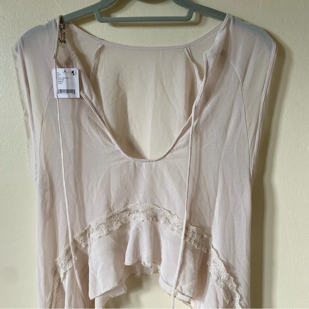 Free People Intimately Sheer Lace Ruffle Top - Picture 3 of 9
